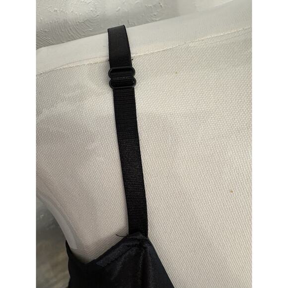 Forever 21 Black Satin Trim Baby Doll Dress Size Small Smocked Lined Whimsigoth - Picture 4 of 7